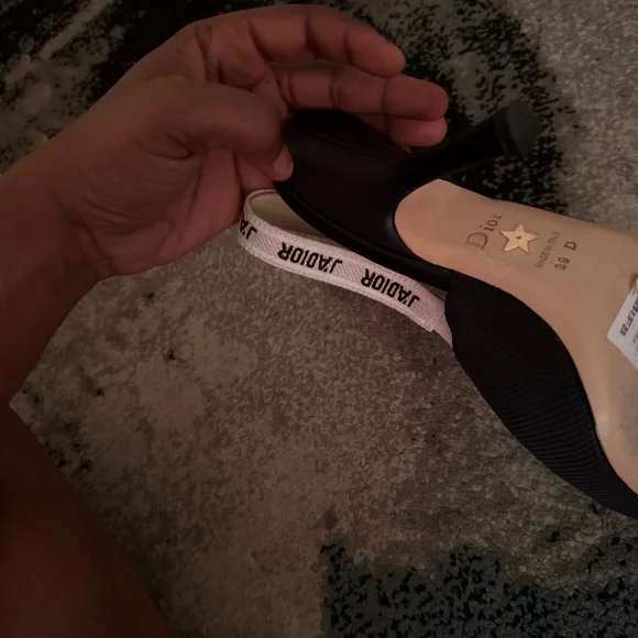 Dior Black and Cream Slingback Heels - Picture 2 of 3